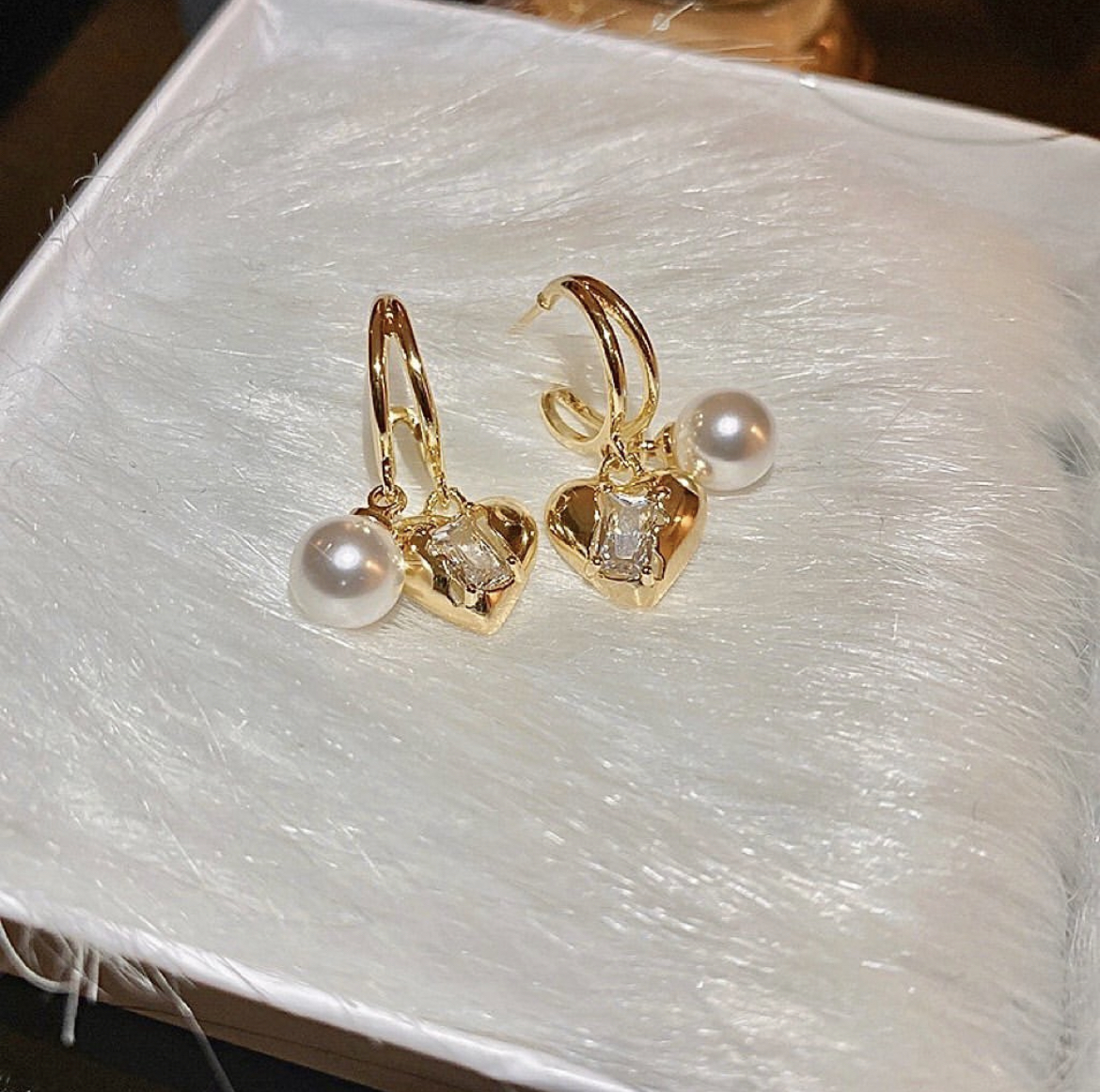 神仙金心方鑽 珍珠假雙圈