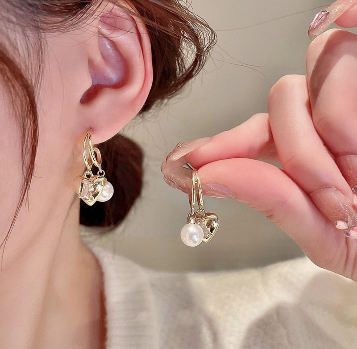 神仙金心方鑽 珍珠假雙圈