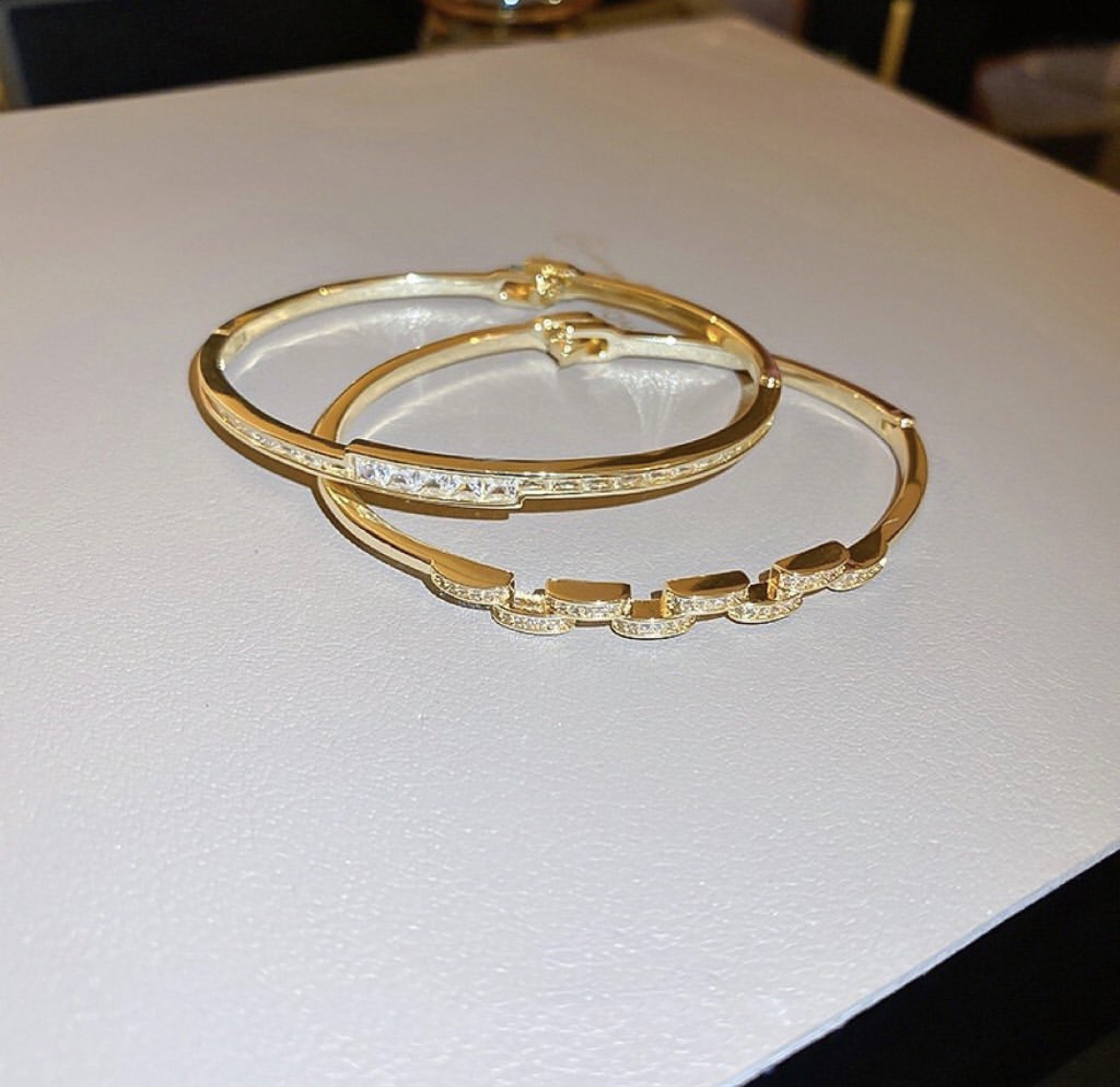 低奢極簡拼接金鑽 卡扣細手鐲系列