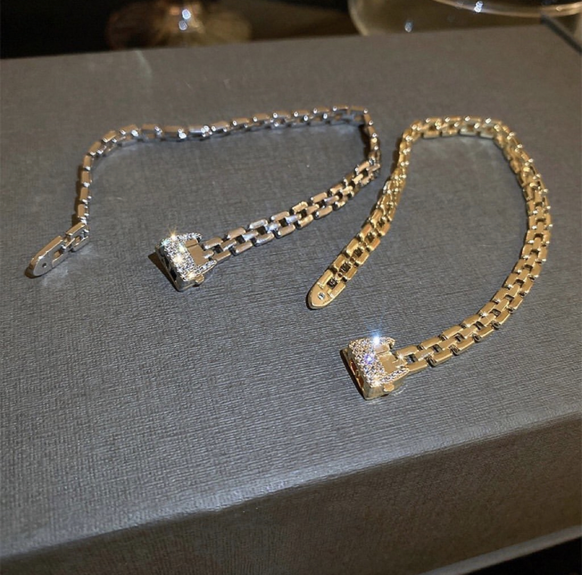 金銀鑽皮帶扣 設計款錶帶手鍊