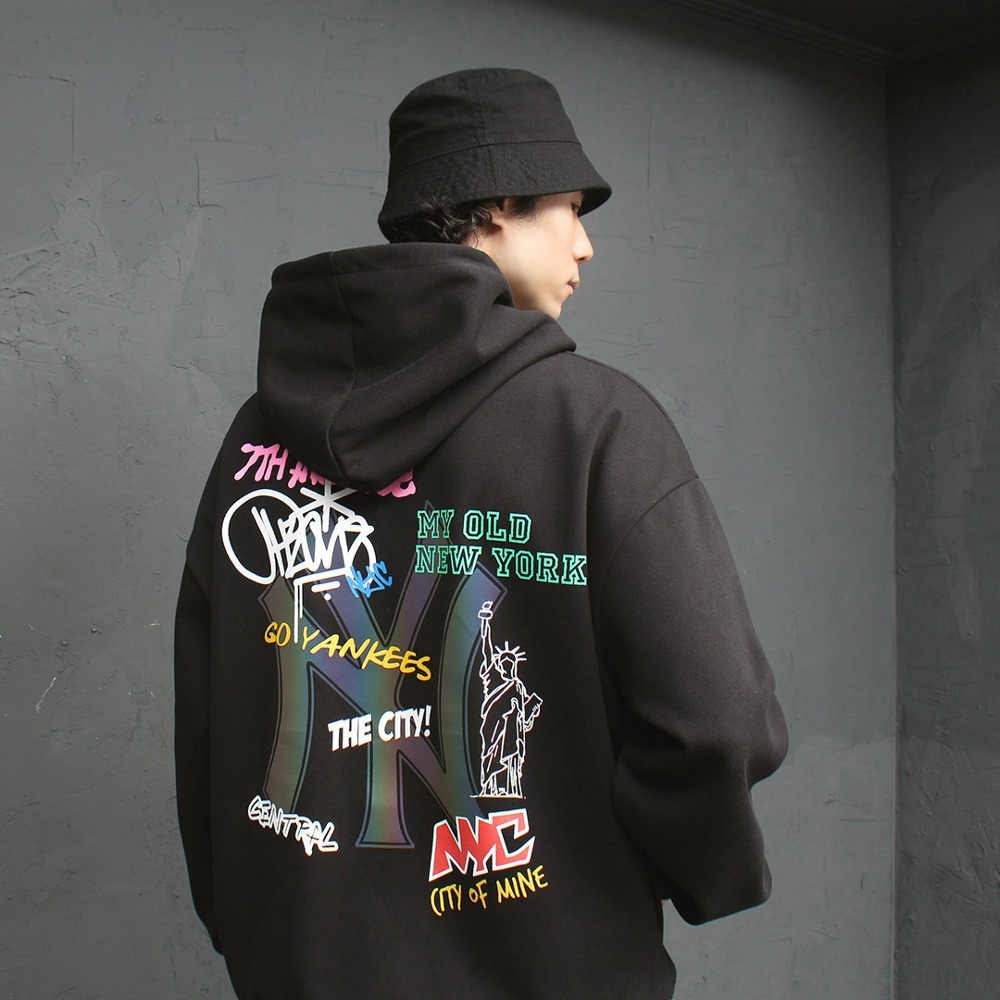 反光紐約寬鬆連帽T恤