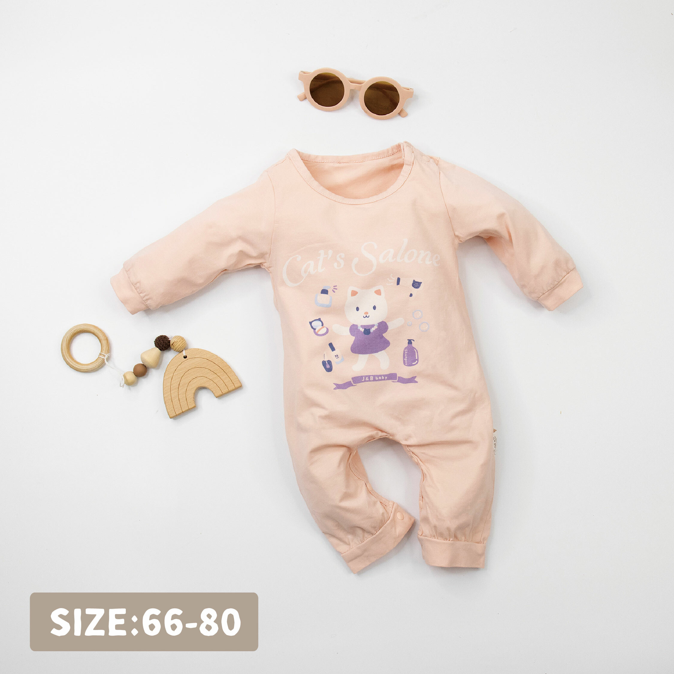 【JB1011】貓咪沙龍院。霜柔棉長袖連身衣/爬服