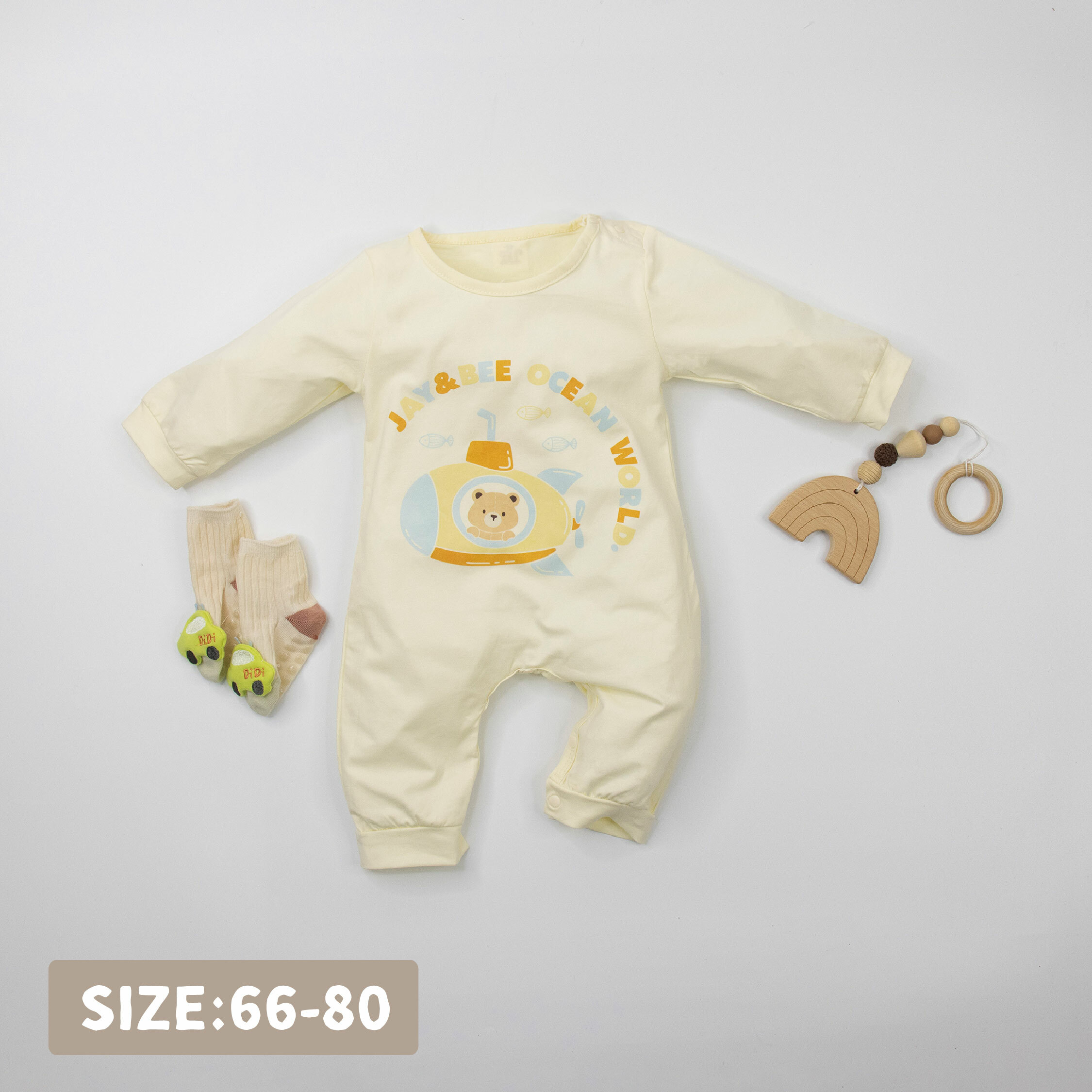 【JB1013】捷比熊潛水艇。霜柔棉長袖連身衣/爬服