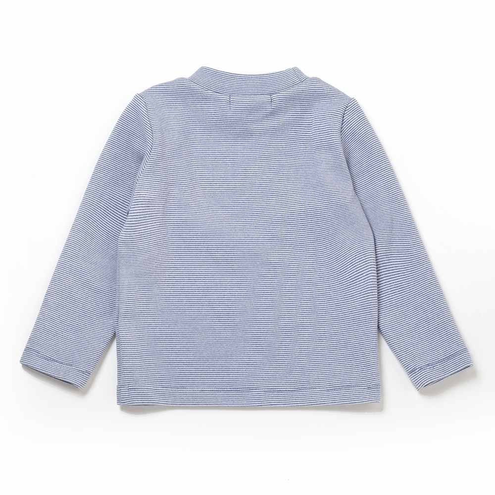 PIPPY 橫條紋彈性棉長袖上衣 藍