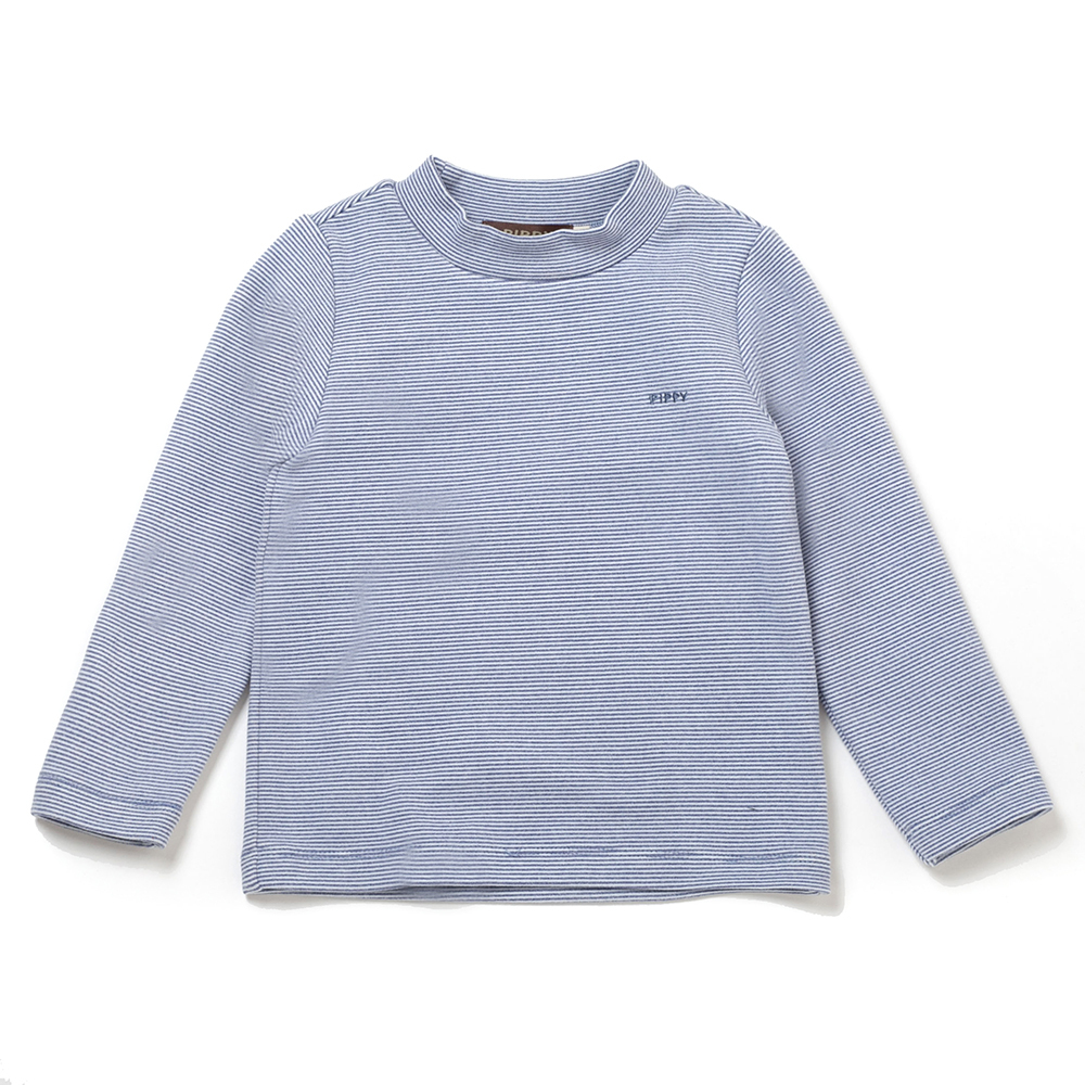 PIPPY 橫條紋彈性棉長袖上衣 藍