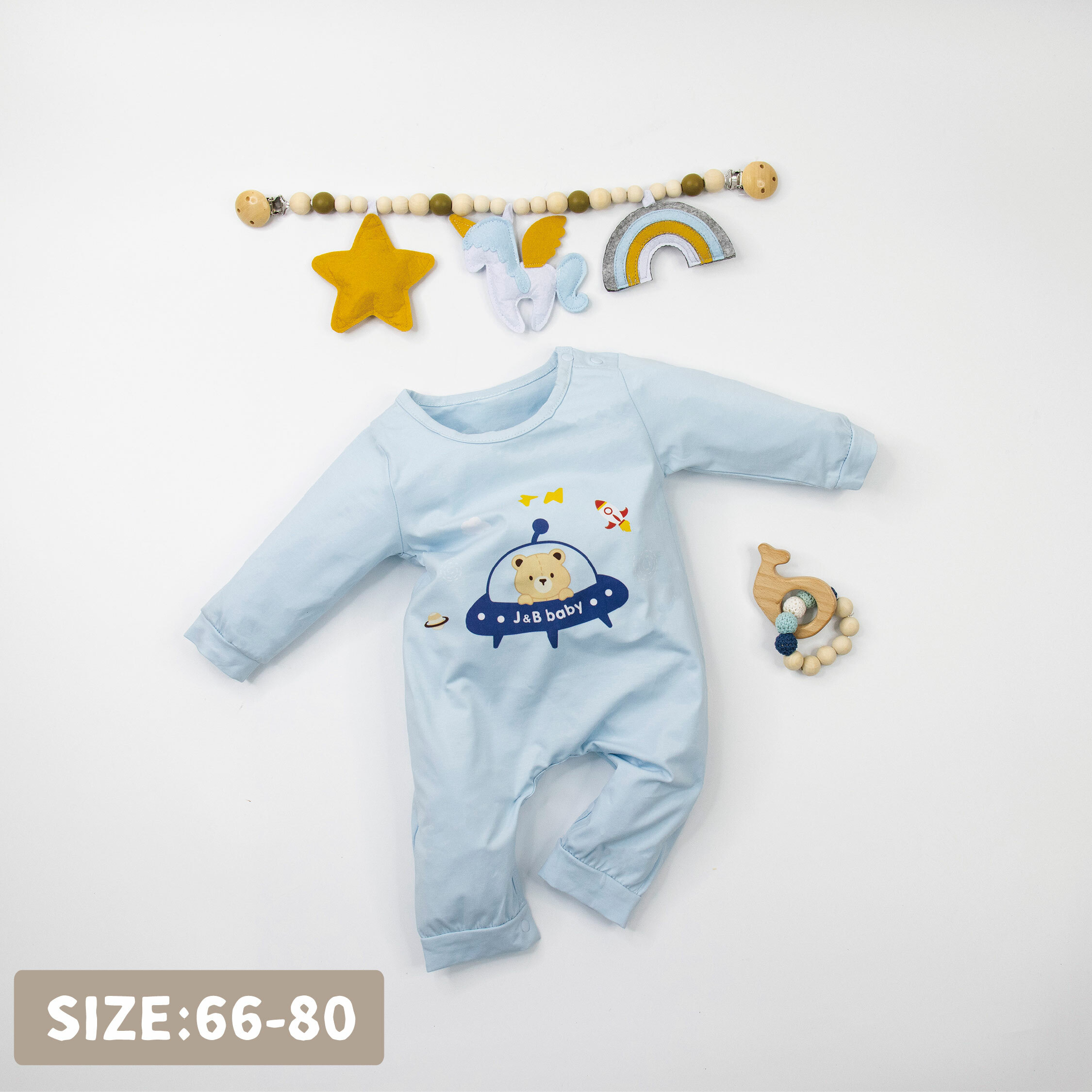 【JB1014】捷比熊幽浮。霜柔棉長袖連身衣/爬服