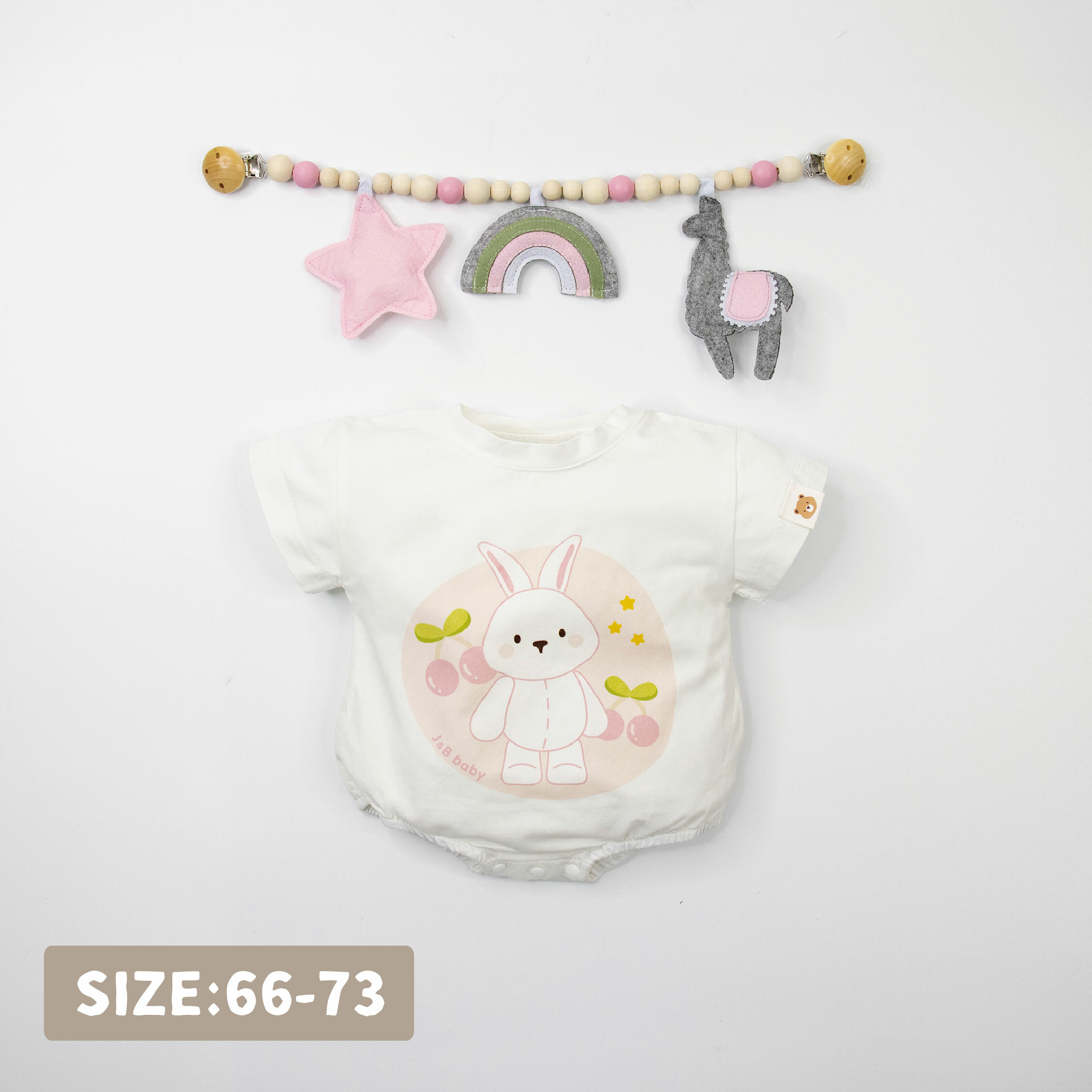 【JB1032】櫻桃兔兔。霜柔棉短袖包屁衣