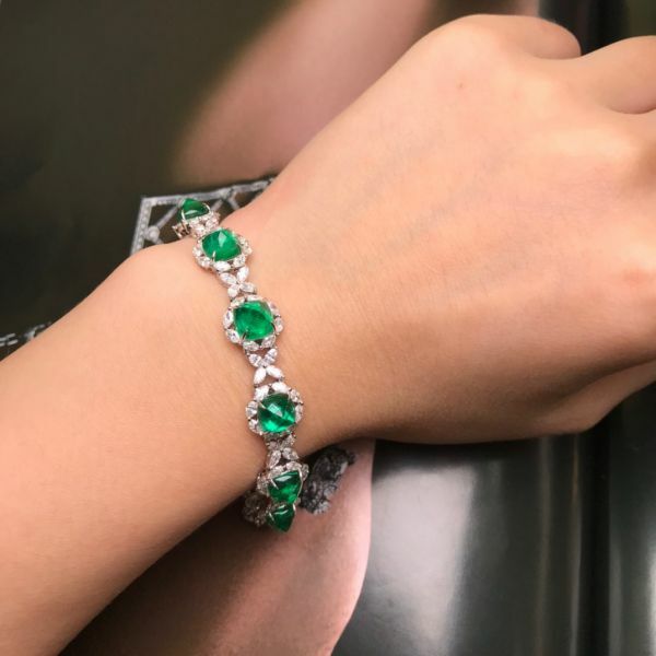 12.2ct 18K贊比亞祖母綠手鍊