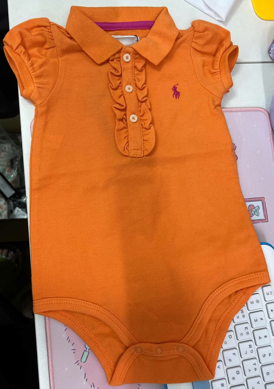 [S] PRL SS RUFFLE BODYSUIT,ORANGE, 3611585506701 [FINAL SALES] (SRL126)