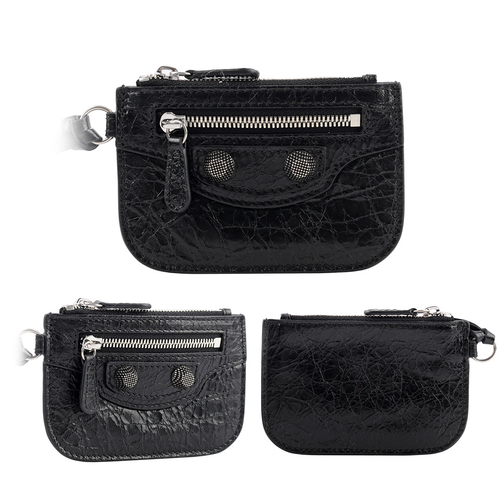 【BALENCIAGA】Le Cagole 銀釦小羊皮拉鍊方形斜背包(黑色) 719065 210KR 1000