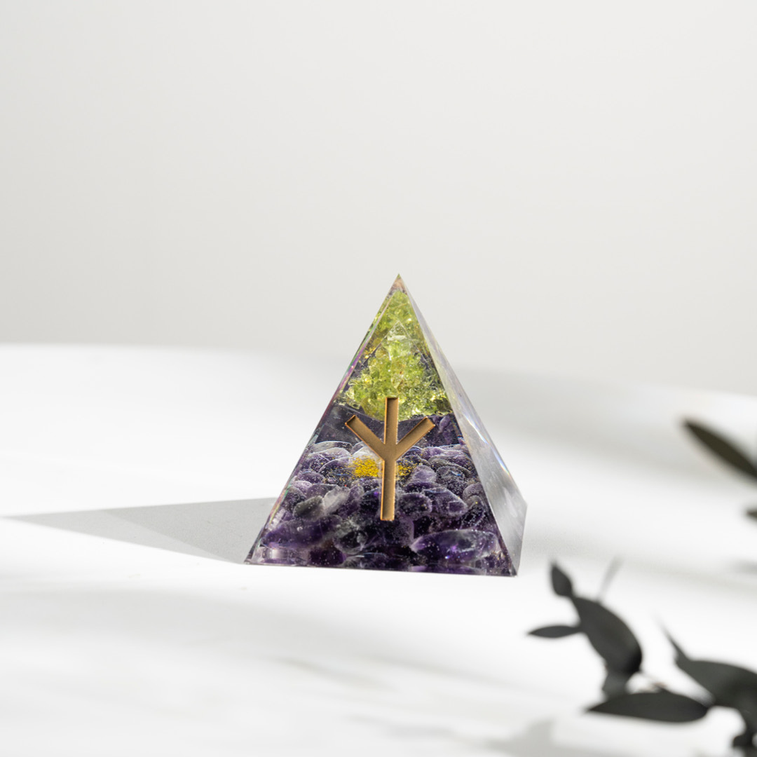 【能量金字塔】盧恩文奧根水晶能量金字塔(十二款可選)