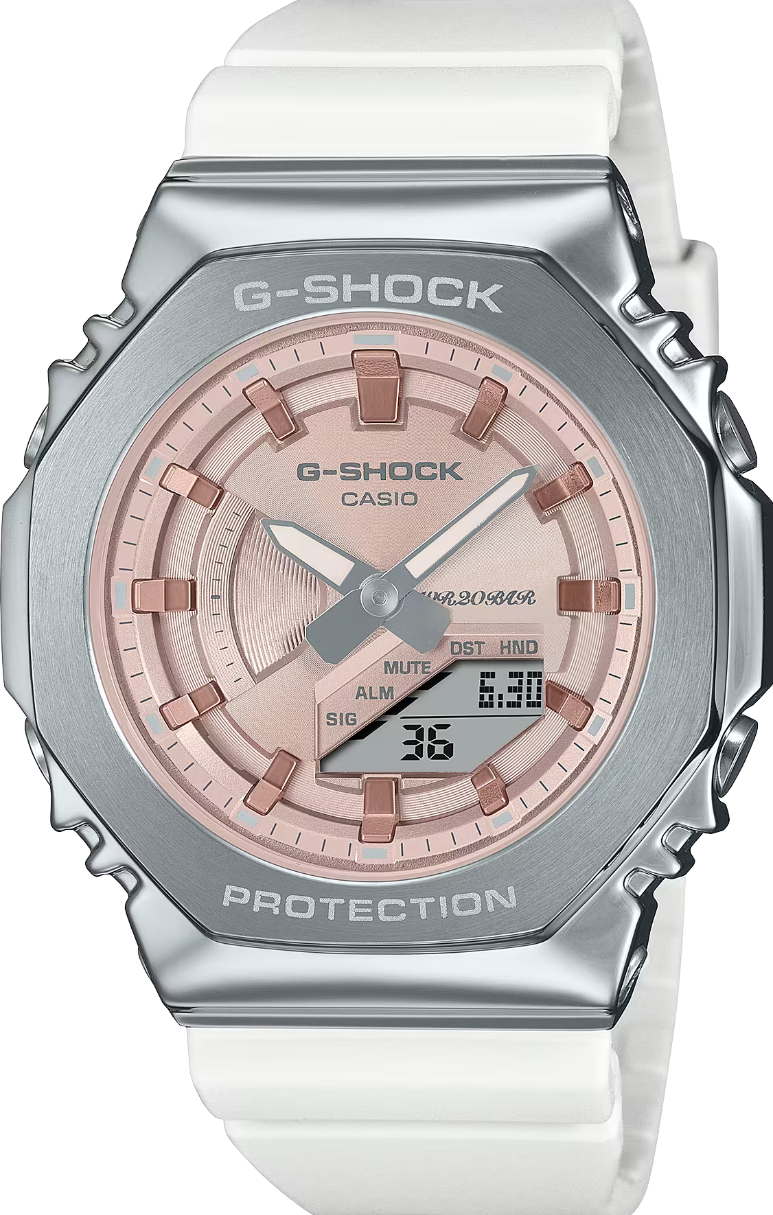 萬年鐘錶 - G-SHOCK 縮小版不鏽鋼錶殼八角錶殼電子錶  GM-S2100WS-7A 錶徑 : 45.9 mm