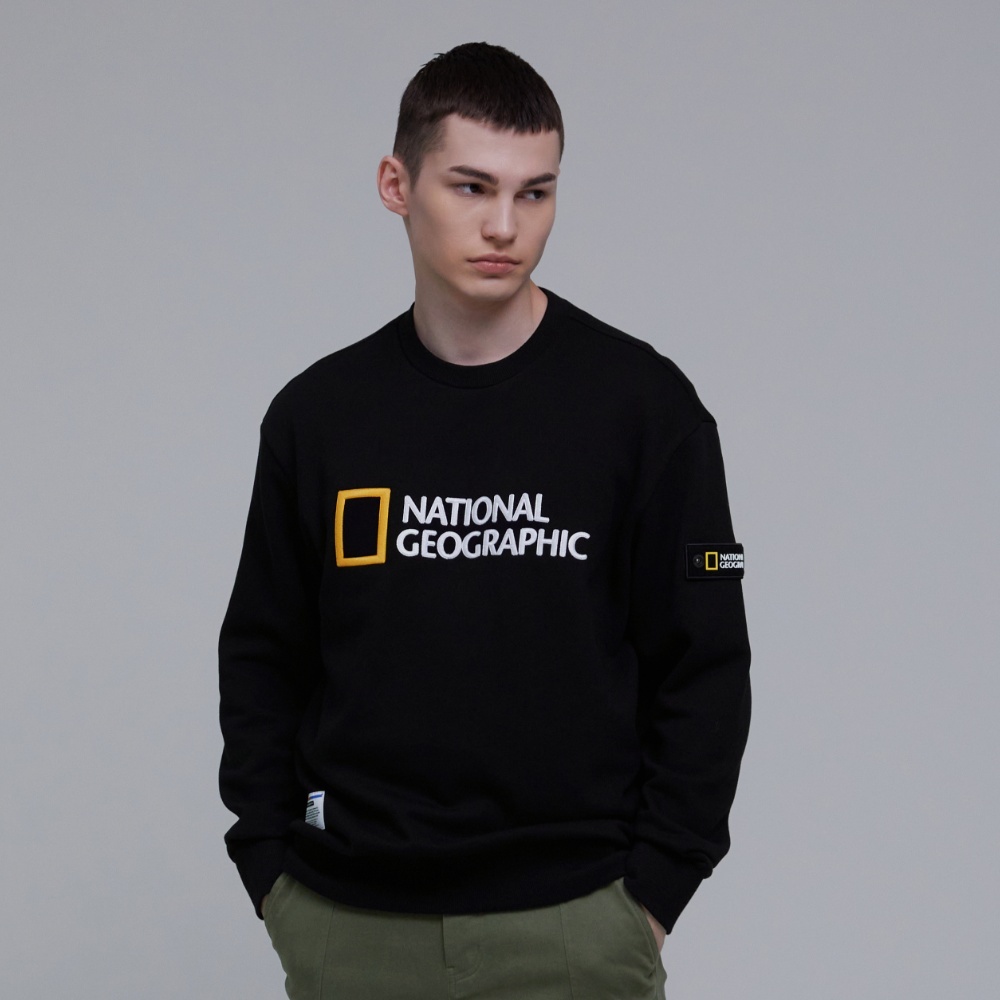 ★【NATIONAL GEOGRAPHIC】★POLYCARTER BIG LOGO SWEATSHIR.T★ Unisex POLICARTER Big LOGO Fleece Sweatshirt - CARBO