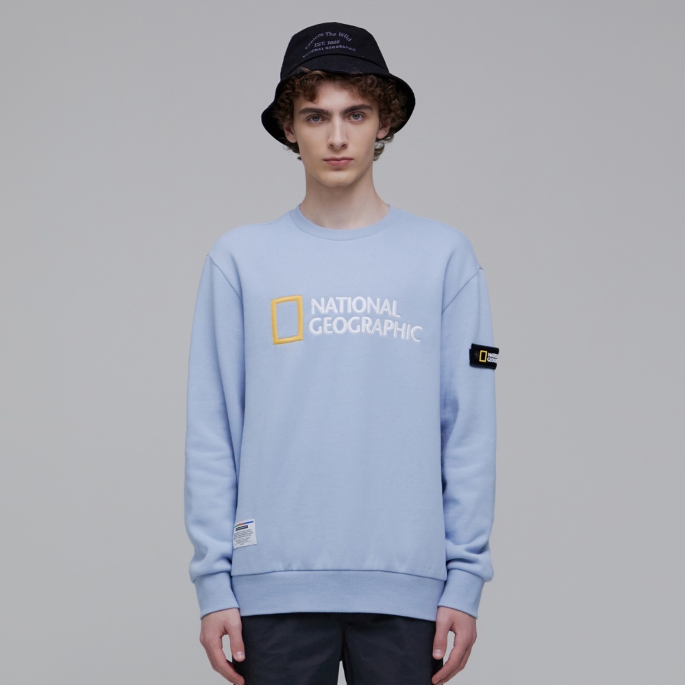 ★【NATIONAL GEOGRAPHIC】★POLYCARTER BIG LOGO SWEATSHIR.T★ Unisex POLICARTER Big LOGO Fleece Sweatshirt - STORM