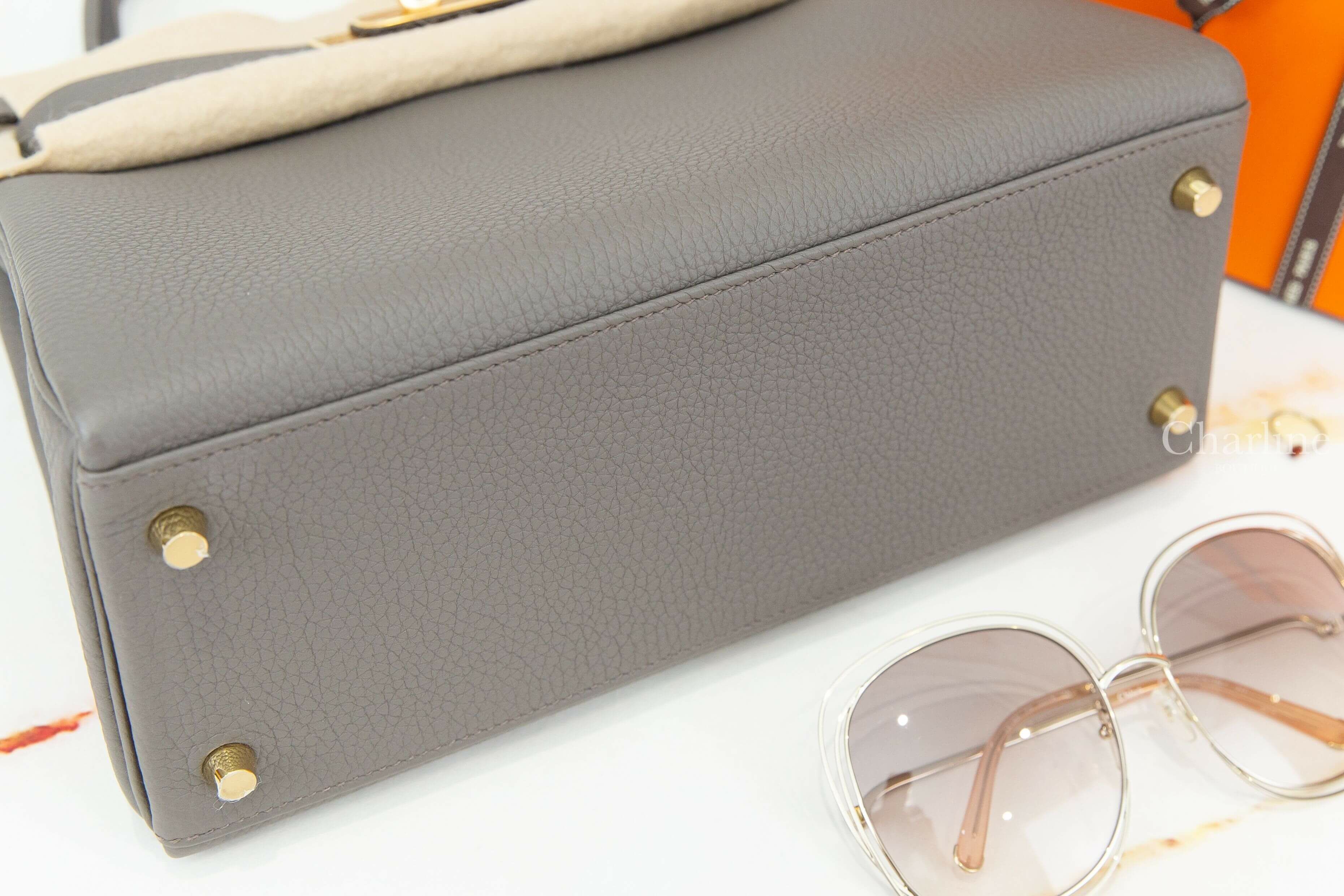 Hermès Kelly II 28cm 8F Etain Togo U刻錫器灰金釦凱莉包-Charline Boutique 精品代購