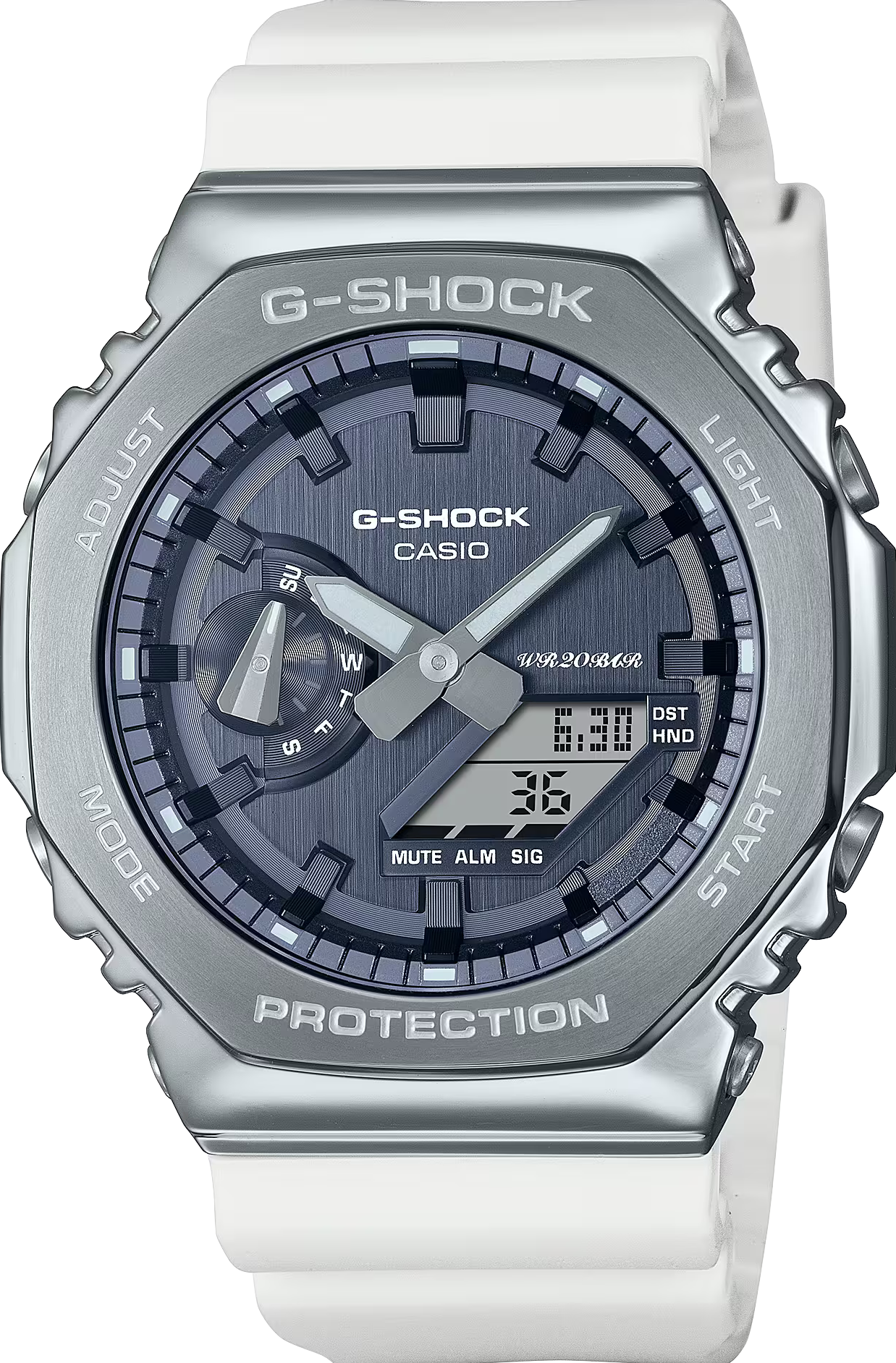 萬年鐘錶 - G-SHOCK  不鏽鋼錶殼八角錶殼電子錶  GM-2100WS-7A 錶徑 : 49.3 mm