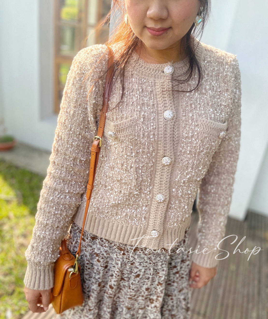 🇰🇷韓國秋季新款服飾-質感小花釦針織