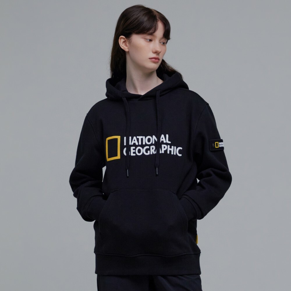 ★【NATIONAL GEOGRAPHIC】★Lucos Big Logo 起毛 Hoodi.e★ Unisex LUCOS Big LOGO Micro Fleece Hoodie - CARBON B