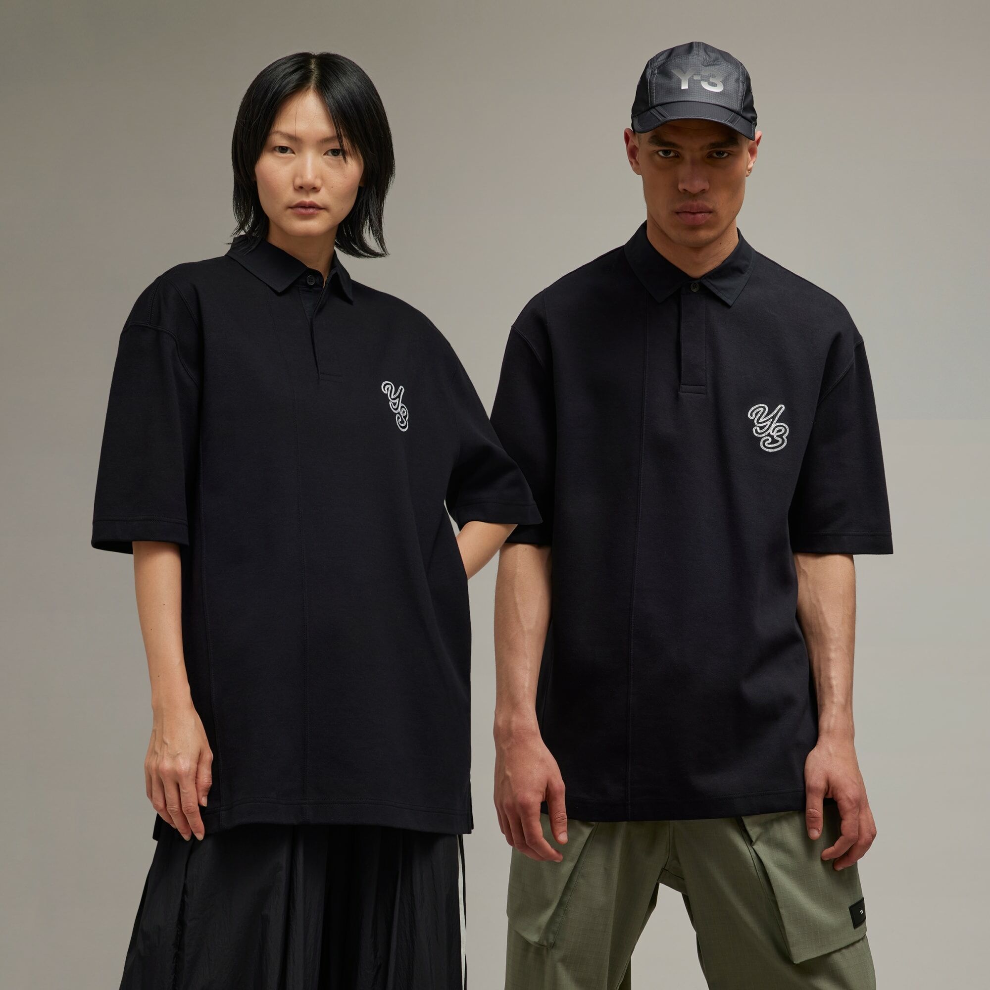 【 Y-3 RUGBY SS SHIRT 草寫LOGO重磅短袖POLO - 黑 】