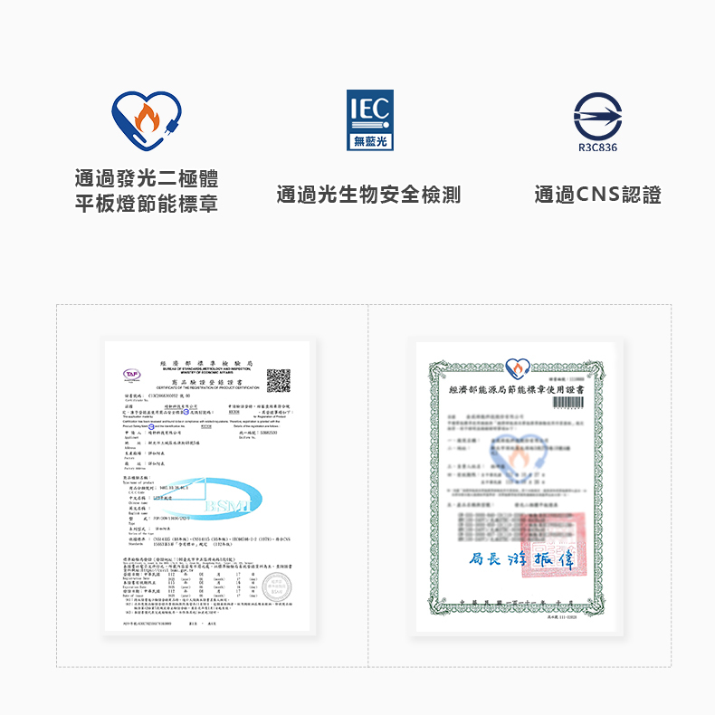 節能標章平板燈證書
