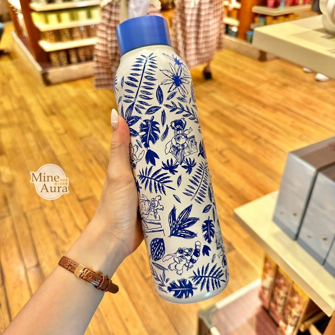 史迪奇 Stitch 滿版圖案 藍蓋白底 保溫 隨身 水壺 星際寶貝 Lilo & Stitch -香港迪士尼樂園