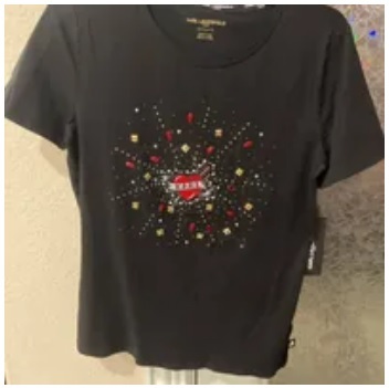 [S] KARL LAGERFELD EMBROIDERY HEART T-SHIRT,BLACK, L3WHK048-BLK (SKL782)