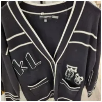 [S] KARL LAGERFELD KL CHOUPETTE CARDIGAN,BLACK/WHITE, L3TSS752-BLW [FINAL SALE] (SKL784)