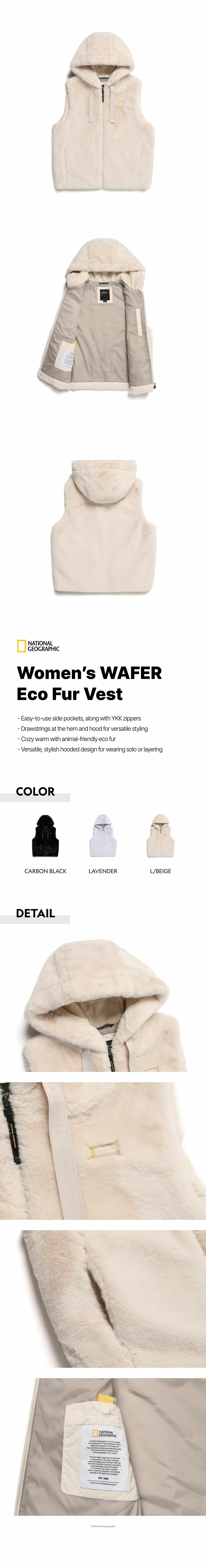 Women's WAFER Eco Fur Vest - L/BEIGE