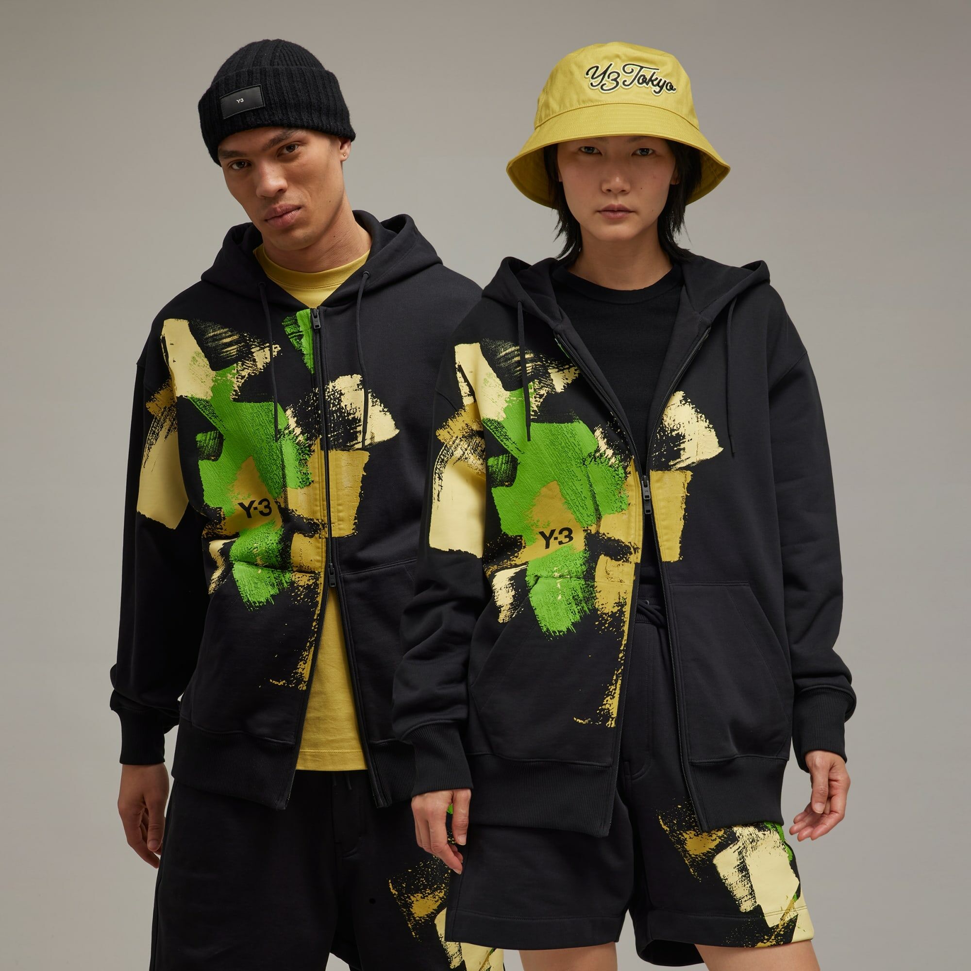 【 Y-3 GFX FT FZ HOOD 油漆刷色連帽外套 - 黑 】