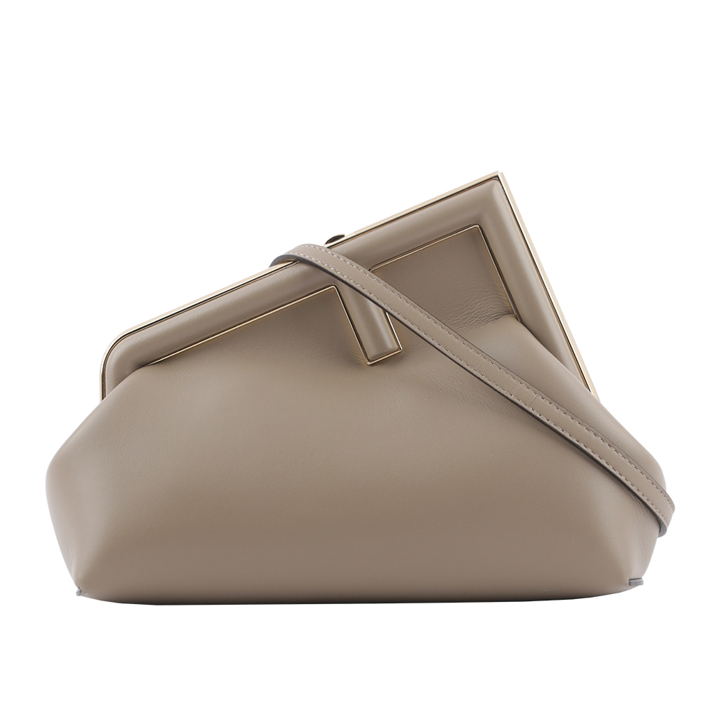 【FENDI】Fendi First 納帕皮革小款手拿包/斜背包(鴿子灰) 8BP129 ABVE F0E65