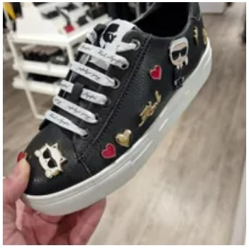 [S] KARL LAGERFELD CATE PINS LACE UP SNEAKER,BLACK, KL215140-BLK (SKL786)