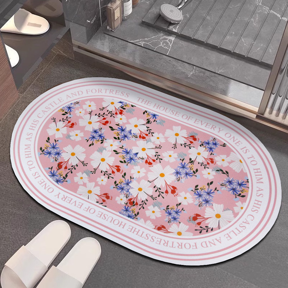 科技絨舒柔吸水地墊-櫻粉雅莊園BS-888