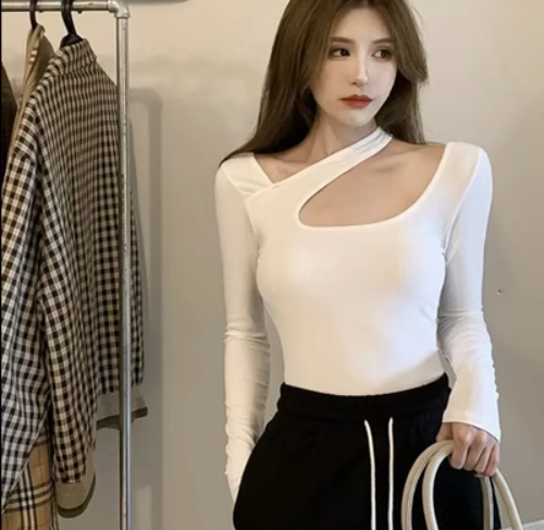 Halter neck long sleeve T-shirt base layer