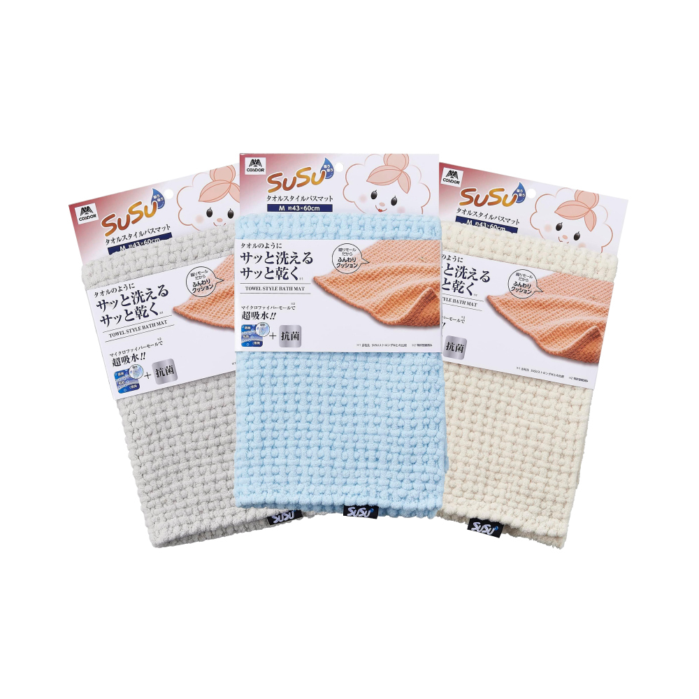 日本山崎 SUSU超細纖維抗菌除臭瞬吸腳踏墊/43x60cm/M號