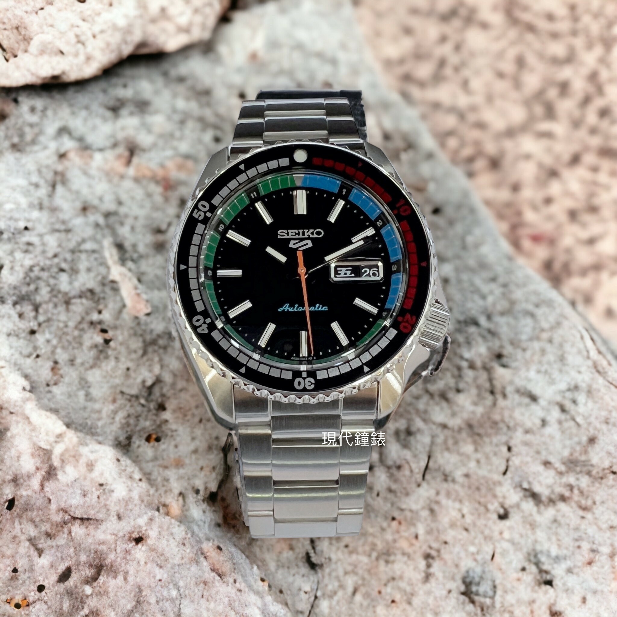 【SEIKO 精工】5 Sports系列 SKX經典元素機械腕錶 4R36-15D0D（黑色）42.5mm 現代鐘錶