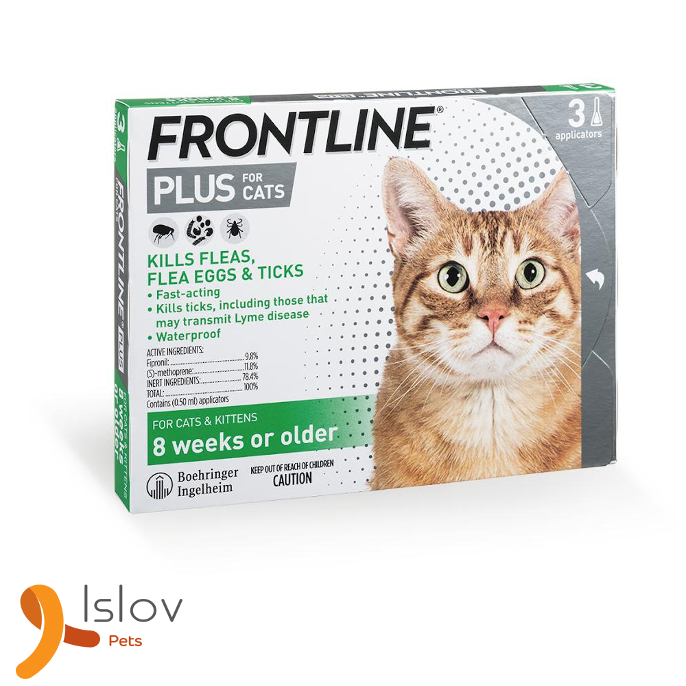 FRONTLINE - [原裝行貨] 法國 FRONTLINE PLUS 貓用殺蝨滴 / 頸滴加強版 綠色 (8週以上幼貓至成貓均適用) 3支裝 [每月用一支] 0.5ml x 3pcs