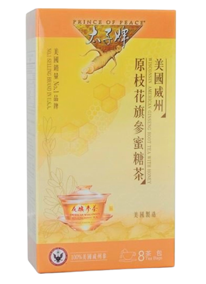 美國太子牌 原枝花旗參蜜糖茶 (盒裝/8小包)