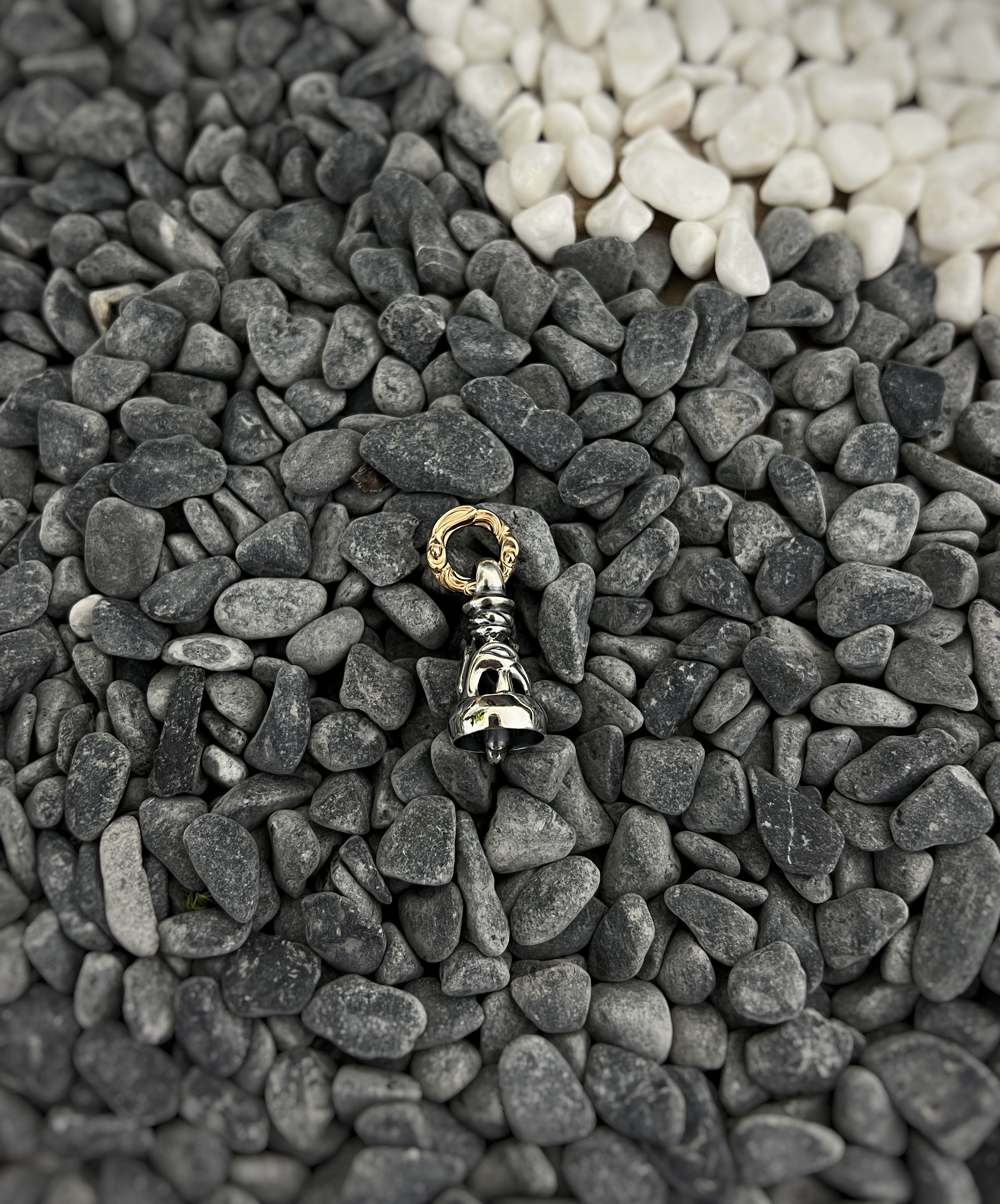 Lone ones MF Dove Bell Pendant Medium W/18K Rose Gold Ring