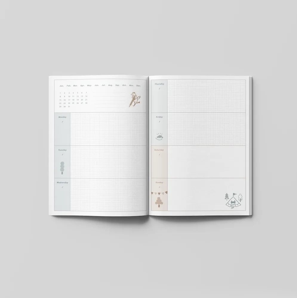 你好工作室．狐吉森森 15weeks八分格記事本 無時效週計畫手帳