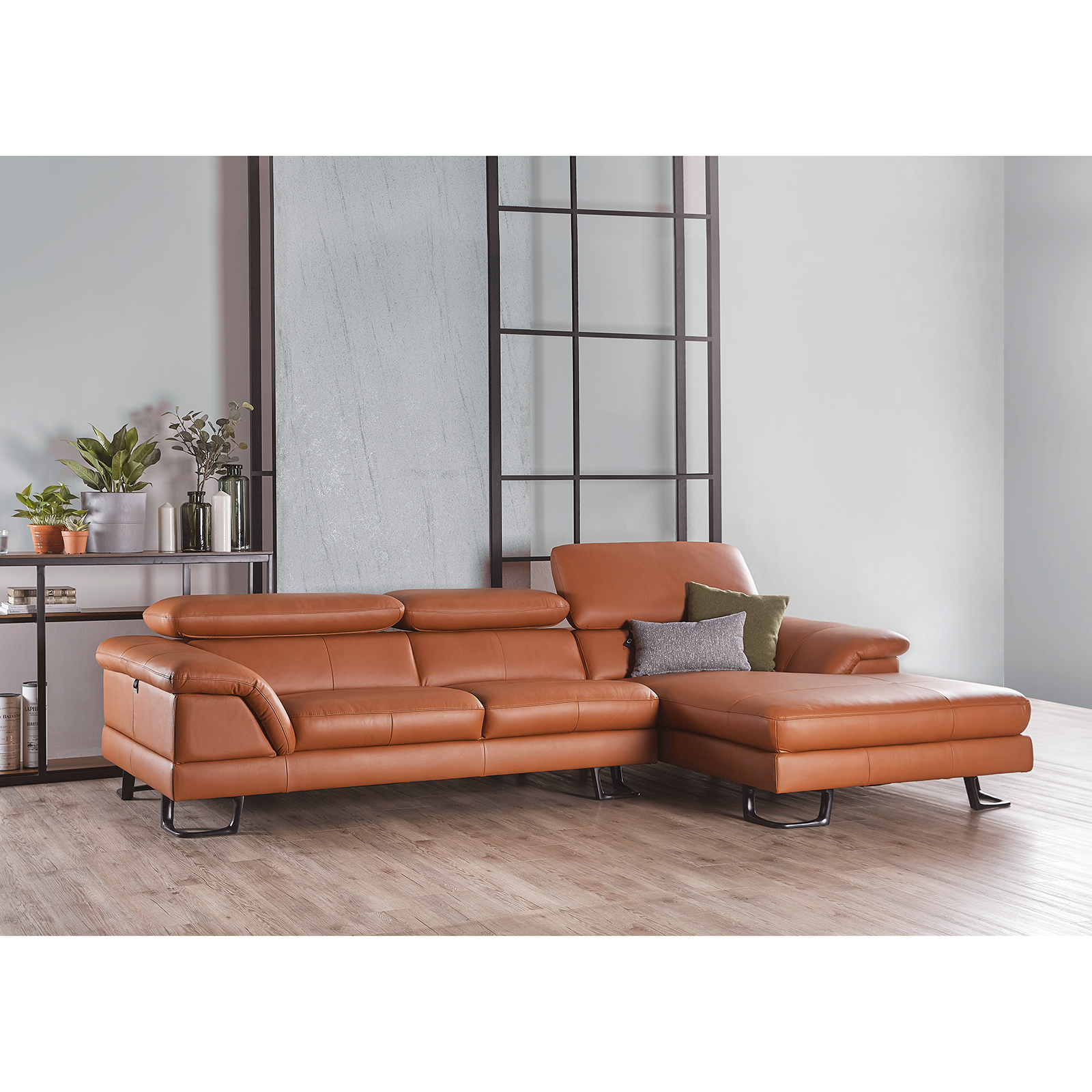 Korus L 型皮沙發-愛馬仕橘〔SF9435L〕【真皮沙發/牛皮沙發/L型沙發】