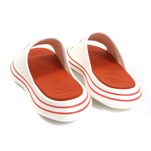 KANGOL 拖鞋 米白橘 軟墊拖鞋 休閒 男女 6225162104