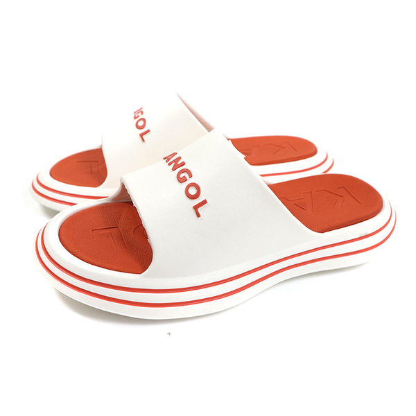 KANGOL 拖鞋 米白橘 軟墊拖鞋 休閒 男女 6225162104