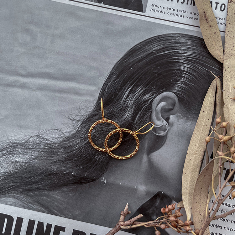 奧地利冶金TheCraftShop 月桂環 金 耳墜