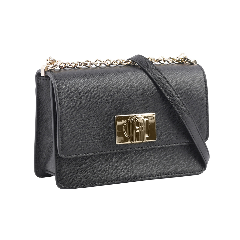 【FURLA】1927 拱門轉釦迷你翻蓋鏈帶二用包