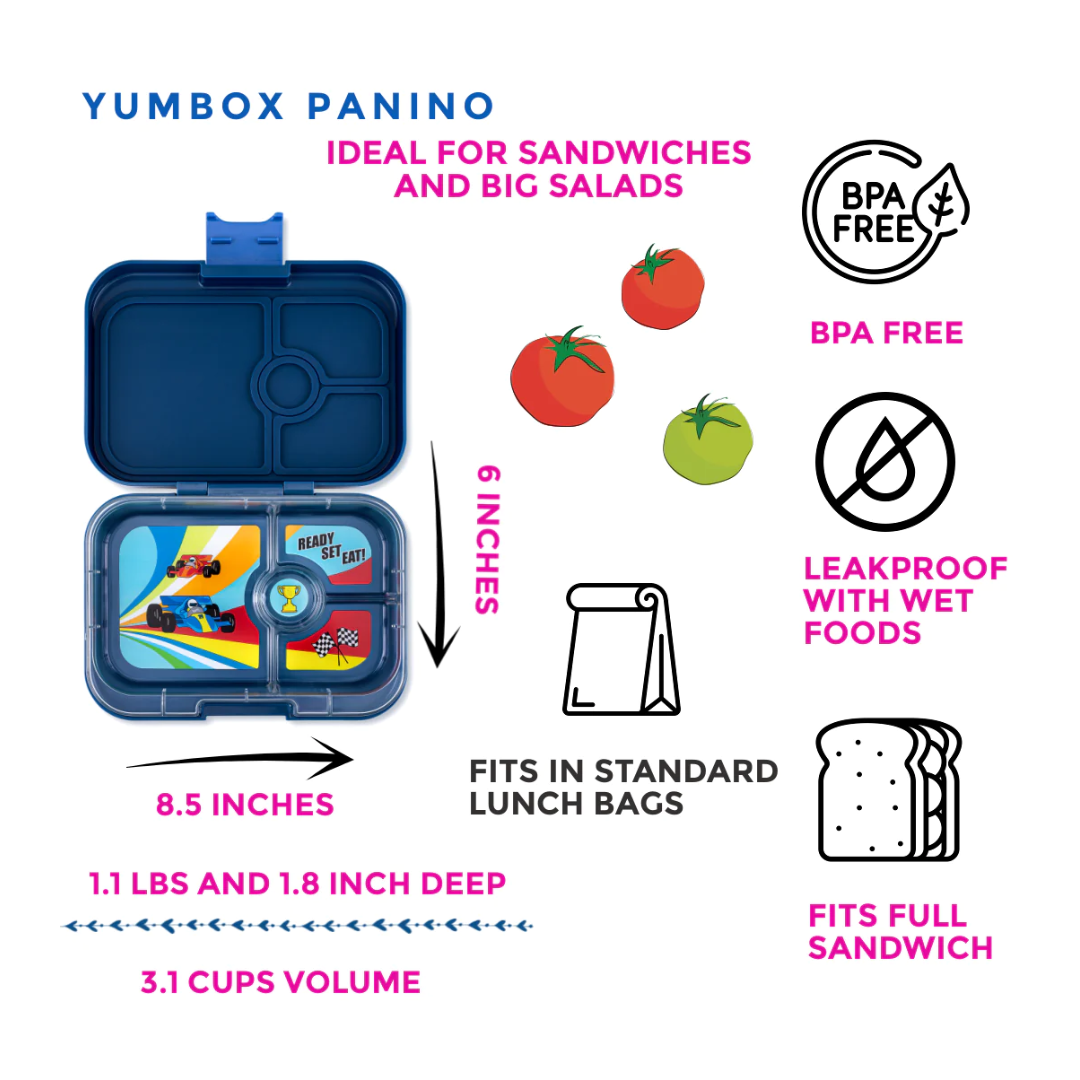 Yumbox Panino 午餐盒 (4格) - Monte Carlo Blue Race Cars