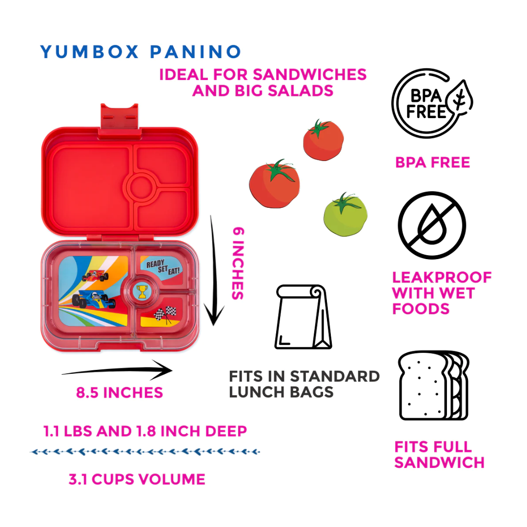 Yumbox Panino 午餐盒 (4格) - Roar Red Race Cars