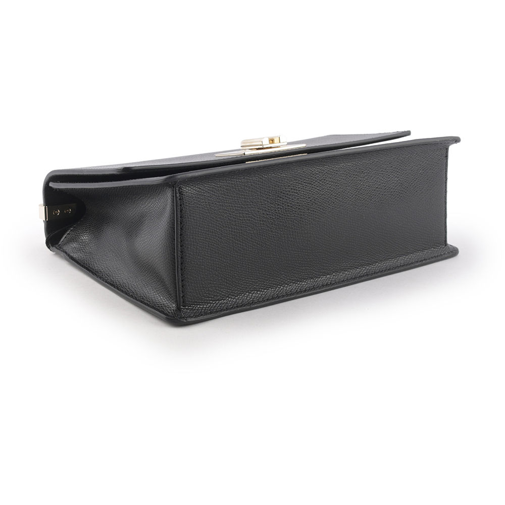 【FURLA】1927 拱門轉釦小款翻蓋鏈帶二用包(黑色) BAFIACO ARE000 O6000