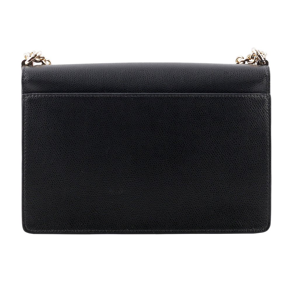 【FURLA】1927 拱門轉釦小款翻蓋鏈帶二用包(黑色) BAFIACO ARE000 O6000