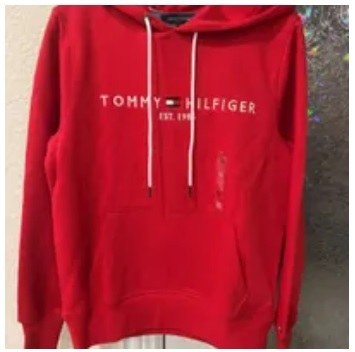[S] TOMMY HILFIGER EMBROIDERED LETTERING BRUSHED HOODIE,RED, 78J6321-600 [FINAL SALE] (STH523)