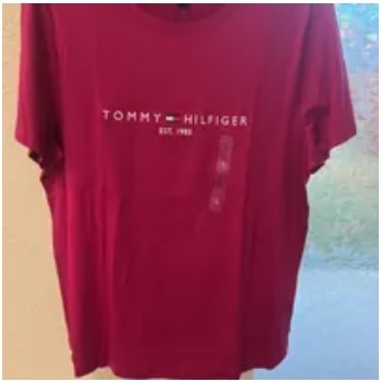 [S] TOMMY HILFIGER WOMEN'S LETTERING LOGO EMBROIDERED SHORT SLEEVE T-SHIRT,HOT PINK, 76J3260-520 (STH525)
